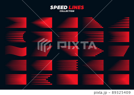 Red comic speed lines signs collection. Motion...のイラスト素材 [89325409] - PIXTA