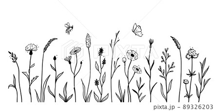 Wild field flower line set 89326203