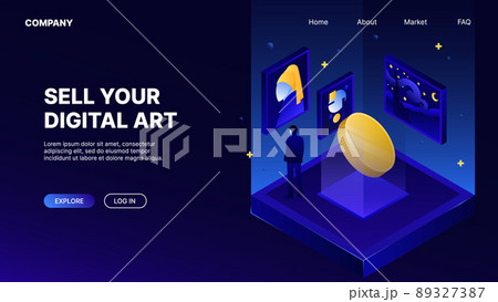 Marketplace for Digital Art. Landing Web Page for NFT Collections Marketplace for Digital Art. Landing Web Page for NFT Collections 89327387