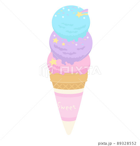ゆめかわカラーのアイスクリームのイラストのイラスト素材