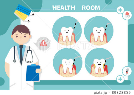 Dental care: Gradual damage to the teeth and gums. Healthcare vector concept.  89328859