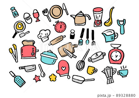 Cooking line icons. Boiling time, Frying pan and Kitchen utensils. Vector Cooking line icons. Boiling time, Frying pan and Kitchen utensils. Vector 89328880