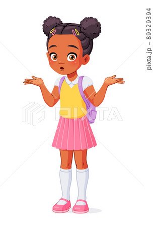 Confused African American Girl Shrugging のイラスト素材