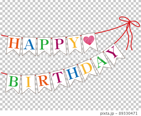 ハッピーバースデー HAPPYBIRTHDAY ガーランド リボン 装飾 飾り デコレーション 89330471