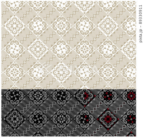 大島紬龍郷柄風　華やかなミックスカラー　モノトーン　赤　ゴールド 89330911