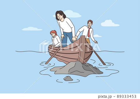 Team of employees crash on rock Team of employees crash on rock 89333453