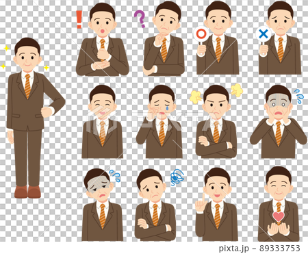 中間男商人面部表情各種設置_沒有線 89333753