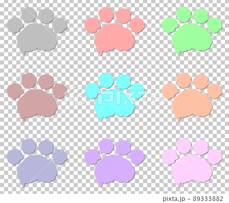ペンキで描いたような可愛い動物の肉球イラスト 89333882