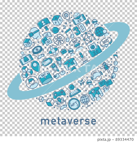 Metaverse planet-shaped technology icon Metaverse planet-shaped technology icon 89334470