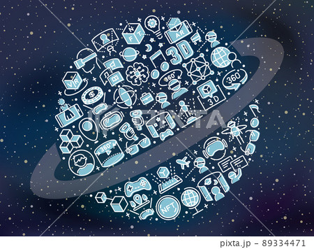 メタバース　惑星形のテクノロジーアイコン 89334471