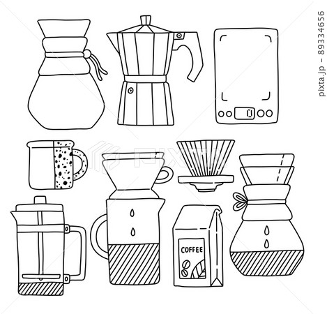 Accessories for coffee lineart and doodle vector 89334656