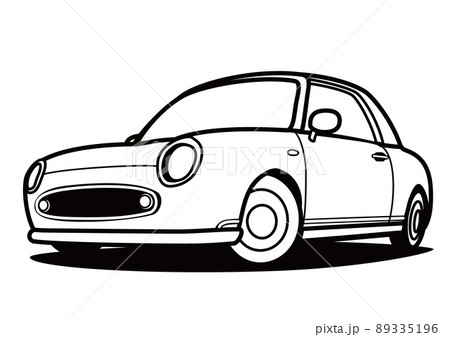 国産レトロスモールクーペ　ぬり絵風　自動車イラスト 89335196