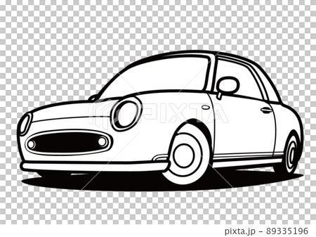 国産レトロスモールクーペ　ぬり絵風　自動車イラスト 89335196