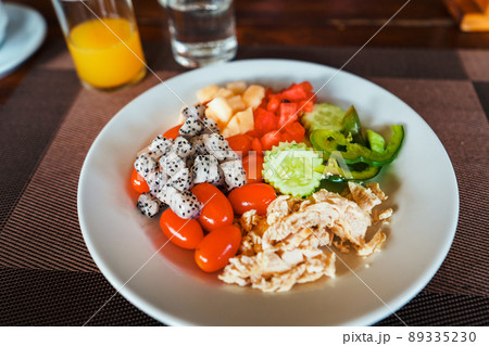 fruit salad breakfast and fruit on plate 89335230