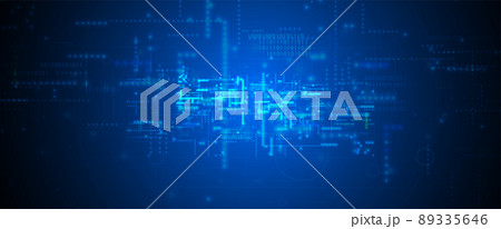 Quantum processing. Deep learning artificial intelligence. Future new technology  for business or science presentation 89335646