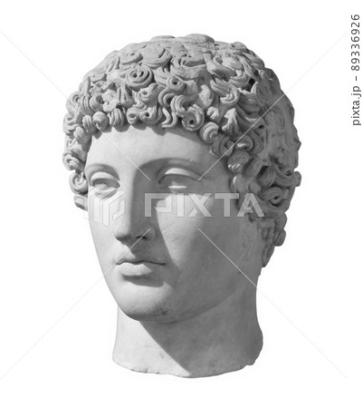 Ancient statue of the antique god of commerce, merchants and travelers Hermes - Mercury. Head sculpture isolated on white background with clipping path Ancient statue of the antique god of commerce, merchants and travelers Hermes - Mercury. Head sculpture isolated on white background with clipping path 89336926
