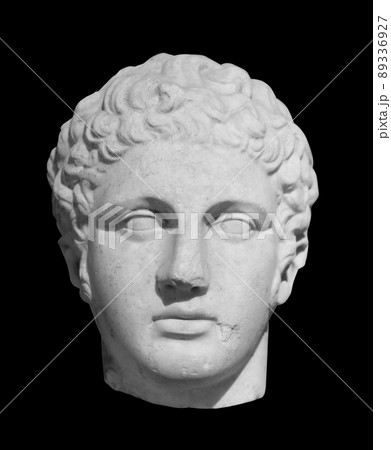 Ancient statue of the antique god of commerce, merchants and travelers Hermes - Mercury. Head sculpture isolated on black background with clipping path Ancient statue of the antique god of commerce, merchants and travelers Hermes - Mercury. Head sculpture isolated on black background with clipping path 89336927