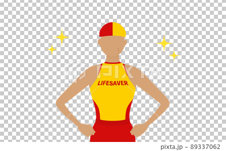 Senior female life saver pose, confident, proud and put your hands on your hips Senior female life saver pose, confident, proud and put your hands on your hips 89337062