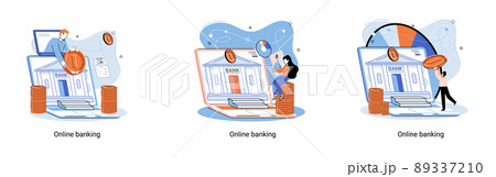 Online banking platform, remote bank service, online transaction system concept for mobile payment 89337210