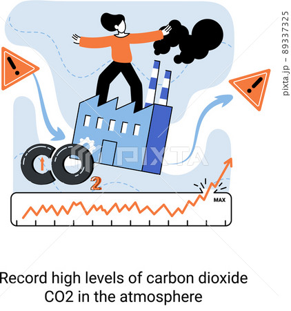 Record high levels of carbon dioxide CO2 in atmosphere. Problems of environment and ecology metaphor 89337325