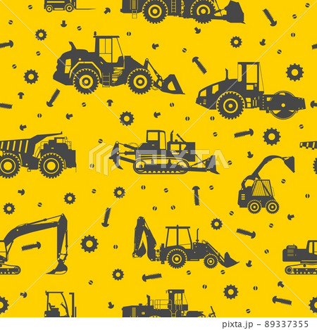Heavy construction machines seamless pattern 89337355