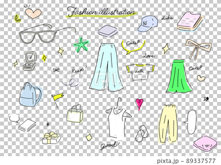 Cute fashion hand drawn illustration set 89337577