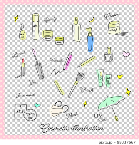 大人可愛いコスメ手描きイラストセット 89337667