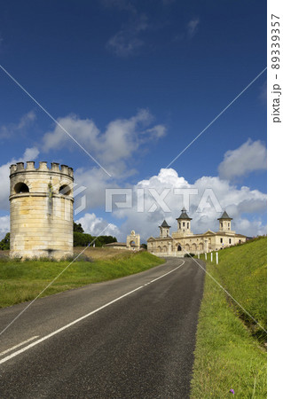 Vineyards with Chateau Cos d'Estournel, Bordeaux, Aquitaine, France 89339357