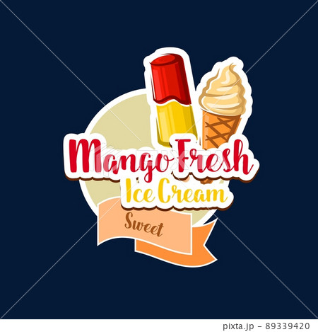 Mango ice cream icon, sweet food and frozen... - Stock Illustration  [89339420] - PIXTA