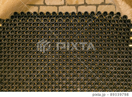 bottles of wine in  old cellar in center of Eger, Northern Hungary 89339798