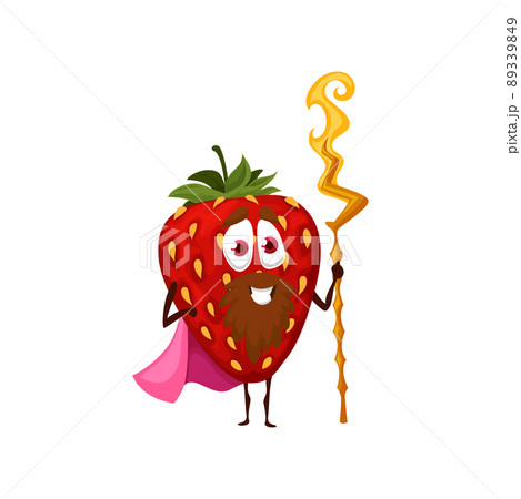 Strawberry Wizard With Magic Staff Fruit Or のイラスト素材