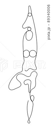 Yoga pose vector in continuous line art, hand drawing style on the white background. Yoga girl minimalism sport illustration. Simple logo, symbol for sport. 89340006