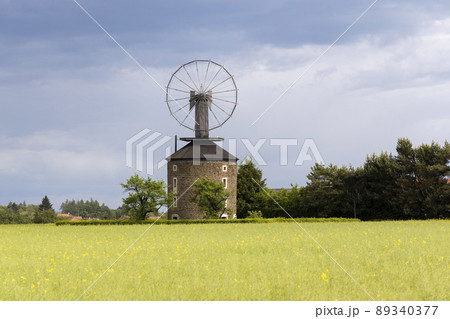 Dutch type windmill With a unique Halladay turbine in Ruprechtov, Southern Moravia, Czech Republic 89340377