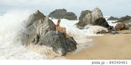 Beautiful Adraga Beach at the Atlantic Ocean coast in Portugal Beautiful Adraga Beach at the Atlantic Ocean coast in Portugal 89340461