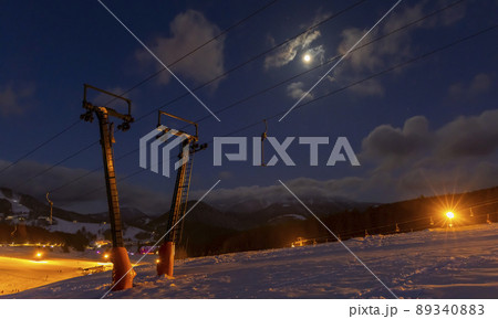 evening skiing in ski center Donovaly, Low Tatras, Slovakia evening skiing in ski center Donovaly, Low Tatras, Slovakia 89340883
