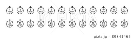 Cooking time, holding time, baking, delivery and application. A set of icons for food, delivery, beauty industry, pasta and pizza. Vector illustration. 89341462