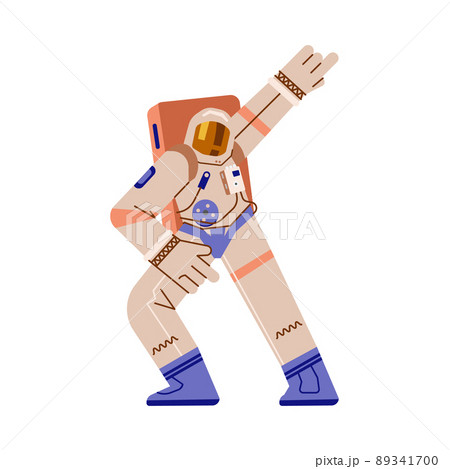 Spaceman dancing disco, flat vector illustration isolated on white background. Spaceman dancing disco, flat vector illustration isolated on white background. 89341700