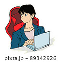 ゲーミングチェアで仕事する男性 89342926