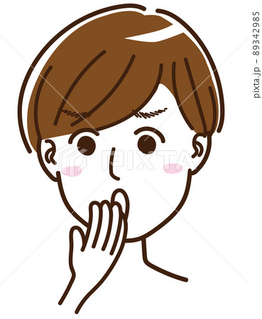 男性　女性　中性的　顔　表情　驚く　びっくりする 89342985