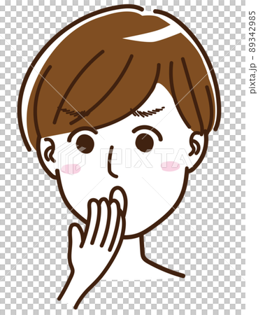 男性　女性　中性的　顔　表情　驚く　びっくりする 89342985