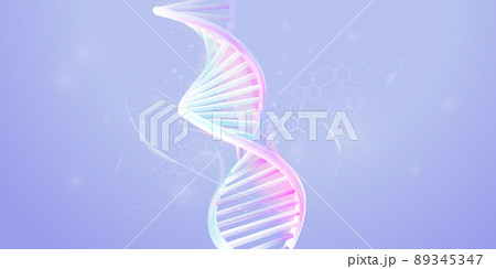 DNA double helix model on a pale violet background. 89345347