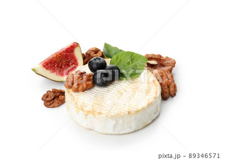 Concept of tasty food with grilled camembert isolated on white background 89346571