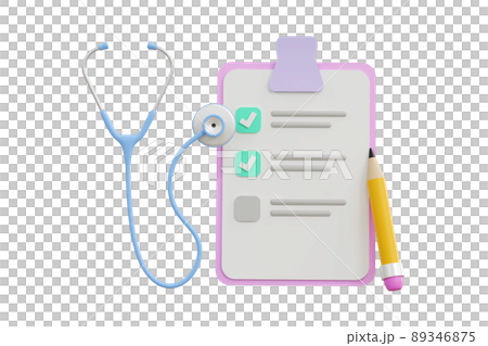 3D. Stethoscope and notes on blue background, health check concept. 3D. Stethoscope and notes on blue background, health check concept. 89346875