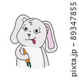 Vector illustration with gray grimacing bunny. Happy easter day 89347855