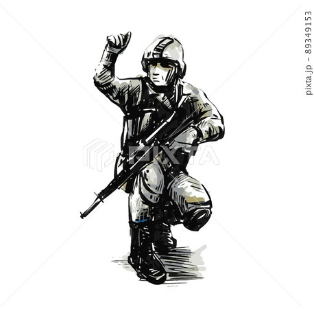 Sketch of soldier at battlefield Sketch of soldier at battlefield 89349153