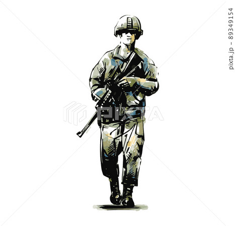 Sketch of soldier at battlefield Sketch of soldier at battlefield 89349154