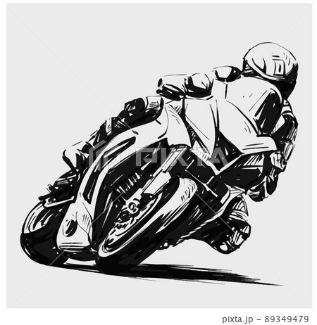Sketch of motorcycle racing  89349479