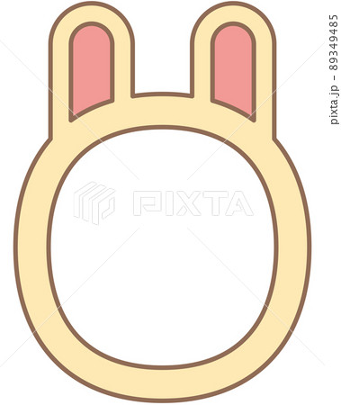 うさぎの顔のフレームのイラスト（線あり）【白】 89349485