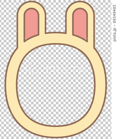 うさぎの顔のフレームのイラスト（線あり）【白】 89349485