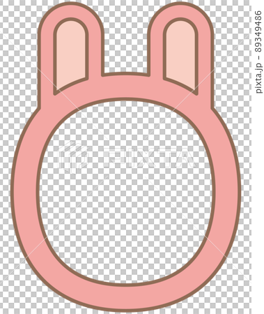うさぎの顔のフレームのイラスト（線あり）【ピンク】 89349486